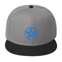 Blue Witching Hour Woven Pentagram Embroidered Flat Bill Cap embroidered snapback hat, product image 31
