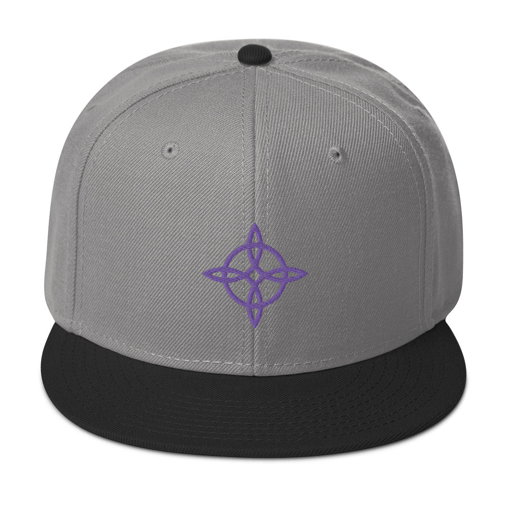 Purple Witches Knot Wicca Symbol Embroidered Flat Bill Cap Snapback Hat