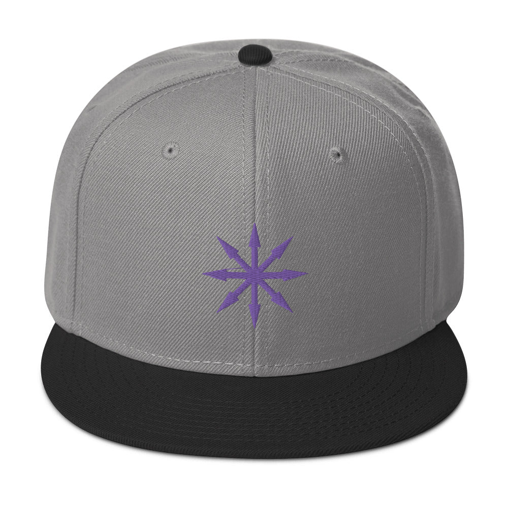 Purple The Symbol of Chaos Embroidered Flat Bill Cap Snapback Hat