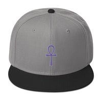 Purple The Key of Life Ankh Egyptian Embroidered Flat Bill Cap embroidered snapback hat, product image 31