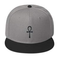 Black The Key of Life Ankh Egyptian Embroidered Flat Bill Cap embroidered snapback hat, product image 32