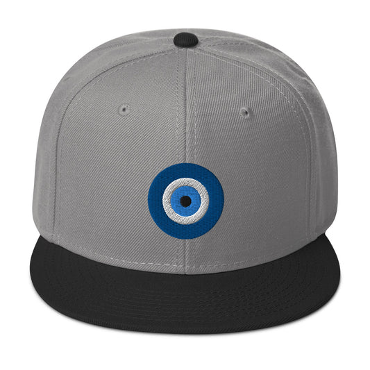 The Evil Eye Classic Embroidered Flat Bill Cap embroidered snapback hat, product image 1