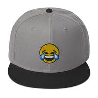 Tears of Joy Emoji Crying Emoticon Embroidered Flat Bill Cap embroidered snapback hat, product image 31