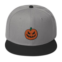 Scary Jack O Lantern Halloween Pumpkin Embroidered Flat Bill Cap embroidered snapback hat, product image 31