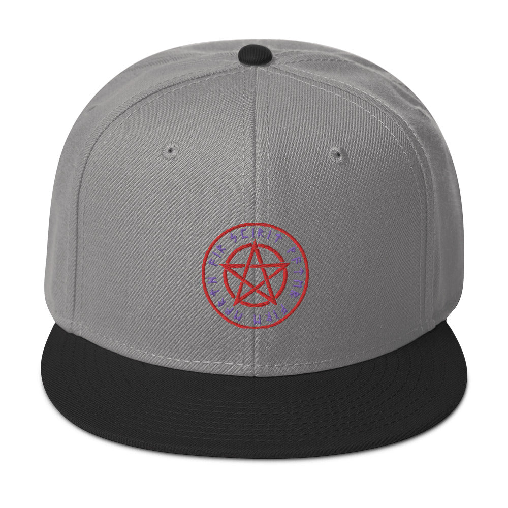 Rune Script Wiccan Ritual Pentagram Embroidered Flat Bill Cap Snapback Hat