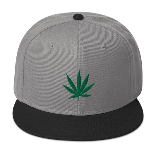 Pot Leaf Marijuana Embroidered Cannabis Flat Bill Cap embroidered snapback hat, product image 1
