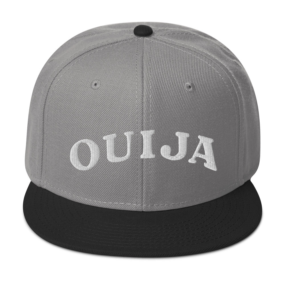 White Ouija Spirit Board Words Embroidered Flat Bill Cap Snapback Hat