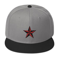 Red Nautical North Star Embroidered Flat Bill Cap embroidered snapback hat, product image 31