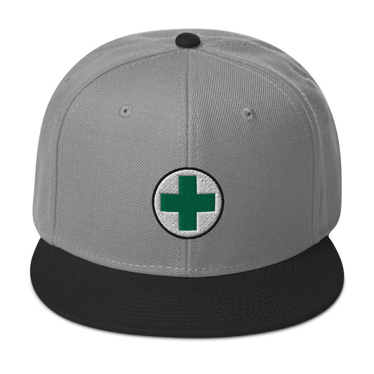 Medical Marijuana Symbol Embroidered Flat Bill Cap embroidered snapback hat, product image 1