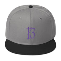 Purple Lucky Number 13 Goth # Thirteen Embroidered Flat Bill Cap embroidered snapback hat, product image 31