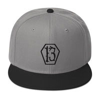 Black Coffin Number 13 Goth # Thirteen Embroidered Flat Bill Cap embroidered snapback hat, product image 32