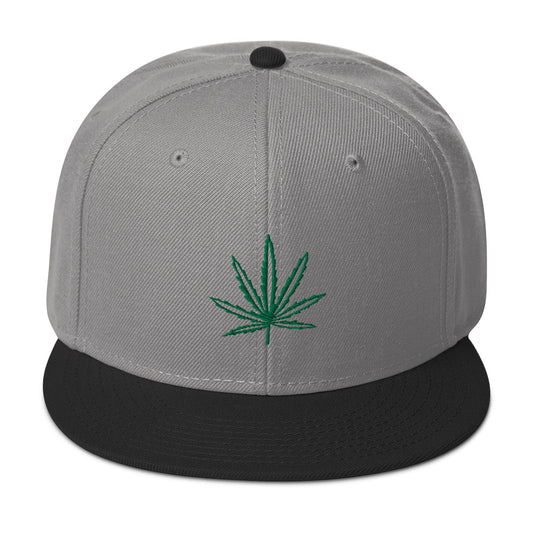 Green Pot Leaf Legalize Marijuana Cannabis Flat Bill Cap embroidered snapback hat, product image 1