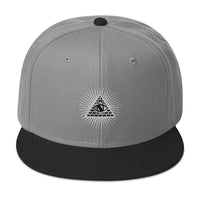 White Illuminati All Seeing Psychic Eye Embroidered Flat Bill Cap embroidered snapback hat, product image 31