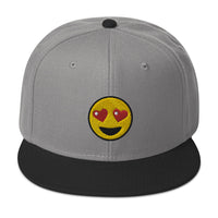 Heart – Eyes Emoji Embroidered Emoticon Flat Bill Cap embroidered snapback hat, product image 31