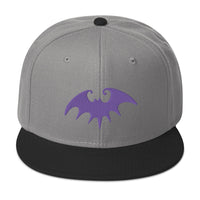 Purple Halloween Gothic Vampire Bat Embroidered Flat Bill Cap embroidered snapback hat, product image 31