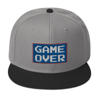 Game Over 8 Bit Embroidered 80's Retro Style Flat Bill Cap embroidered snapback hat, product image 31