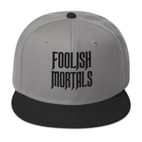 Black Foolish Mortals Haunted Mansion Embroidered Flat Bill Cap embroidered snapback hat, product image 1