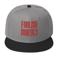 Red Foolish Mortals Haunted Mansion Embroidered Flat Bill Cap embroidered snapback hat, product image 31