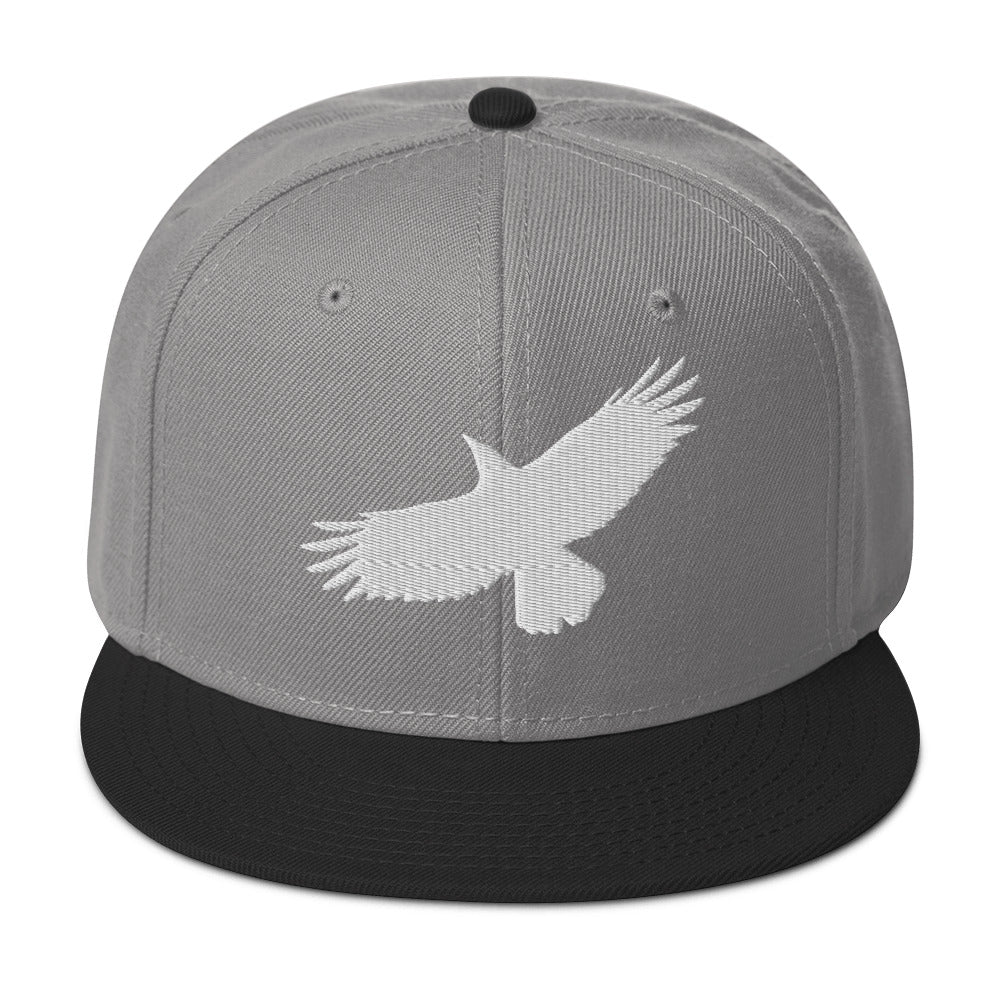 Flying Raven Black Bird Embroidered Flat Bill Cap Snapback Hat
