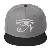 White Eye of Ra Egyptian Goddess Embroidered Flat Bill Cap embroidered snapback hat, product image 31