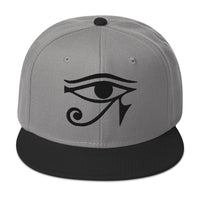 Black Eye of Ra Egyptian Goddess Embroidered Flat Bill Cap embroidered snapback hat, product image 32