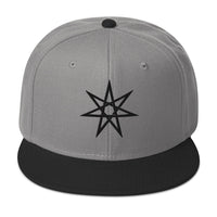 Black Elven Star Witchcraft Symbol Embroidered Flat Bill Cap embroidered snapback hat, product image 1