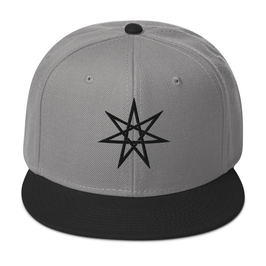 Black Elven Star Witchcraft Symbol Embroidered Flat Bill Cap embroidered snapback hat, product image 1