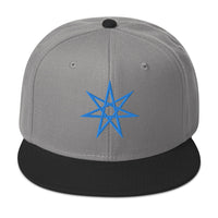 Blue Elven Star Witchcraft Symbol Embroidered Flat Bill Cap embroidered snapback hat, product image 31