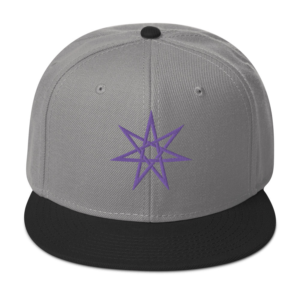 Purple Elven Star Witchcraft Symbol Embroidered Flat Bill Cap Snapback Hat