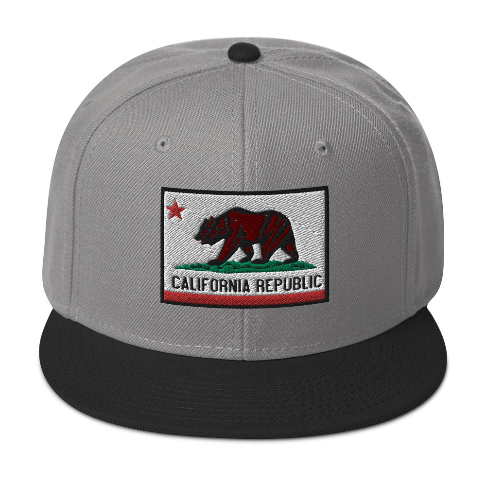 California U.S. State Flag Embroidered Flat Bill Cap Snapback Hat
