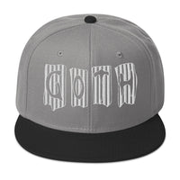 Black and White Vertical Stripe Goth Embroidered Flat Bill Cap embroidered snapback hat, product image 31
