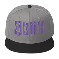 Black and Purple Vertical Stripe Goth Embroidered Flat Bill Cap embroidered snapback hat, product image 31