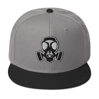 White Bio Hazard Gas Mask Embroidered Flat Bill Cap embroidered snapback hat, product image 31