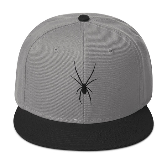 Black Arachnid Creepy Black Widow Spider Embroidered Flat Bill Cap embroidered snapback hat, product image 1
