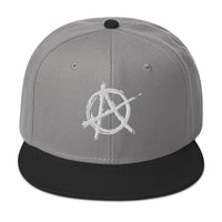 White Anarchy Sign Punk Rock Chaos Embroidered Flat Bill Cap embroidered snapback hat, product image 31
