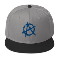 Blue Anarchy Sign Punk Rock Chaos Embroidered Flat Bill Cap embroidered snapback hat, product image 32