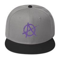 Purple Anarchy Sign Punk Rock Chaos Embroidered Flat Bill Cap embroidered snapback hat, product image 31
