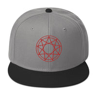Red 9 Point Star Pentagram Occult Symbol Embroidered Flat Bill Cap embroidered snapback hat, product image 31