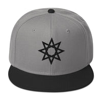 Black 8 Point Star Octagram Anu God Embroidered Flat Bill Cap embroidered snapback hat, product image 32