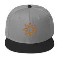 Gold 8 Point Star Octagram Anu God Embroidered Flat Bill Cap embroidered snapback hat, product image 31