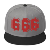 Red 666 The Number of the Beast Evil Embroidered Flat Bill Cap embroidered snapback hat, product image 31