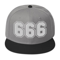 White 666 The Number of the Beast Evil Embroidered Flat Bill Cap embroidered snapback hat, product image 31