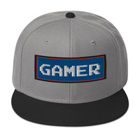 80's Retro Style 8 Bit Gamer Embroidered Flat Bill Cap embroidered snapback hat, product image 31