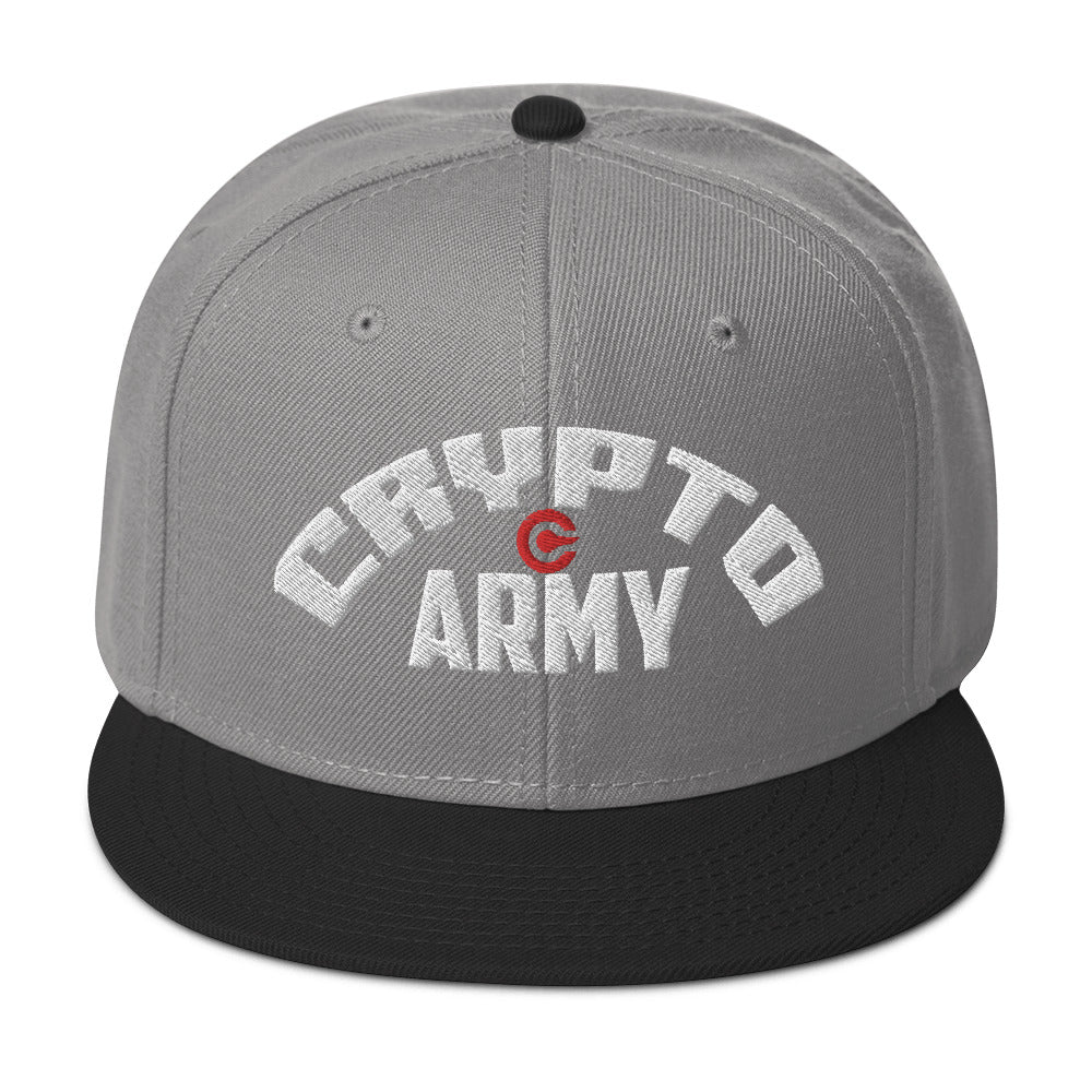 Crypto Army Curved Cryptocurrency Symbol Flat Bill Cap Snapback Hat