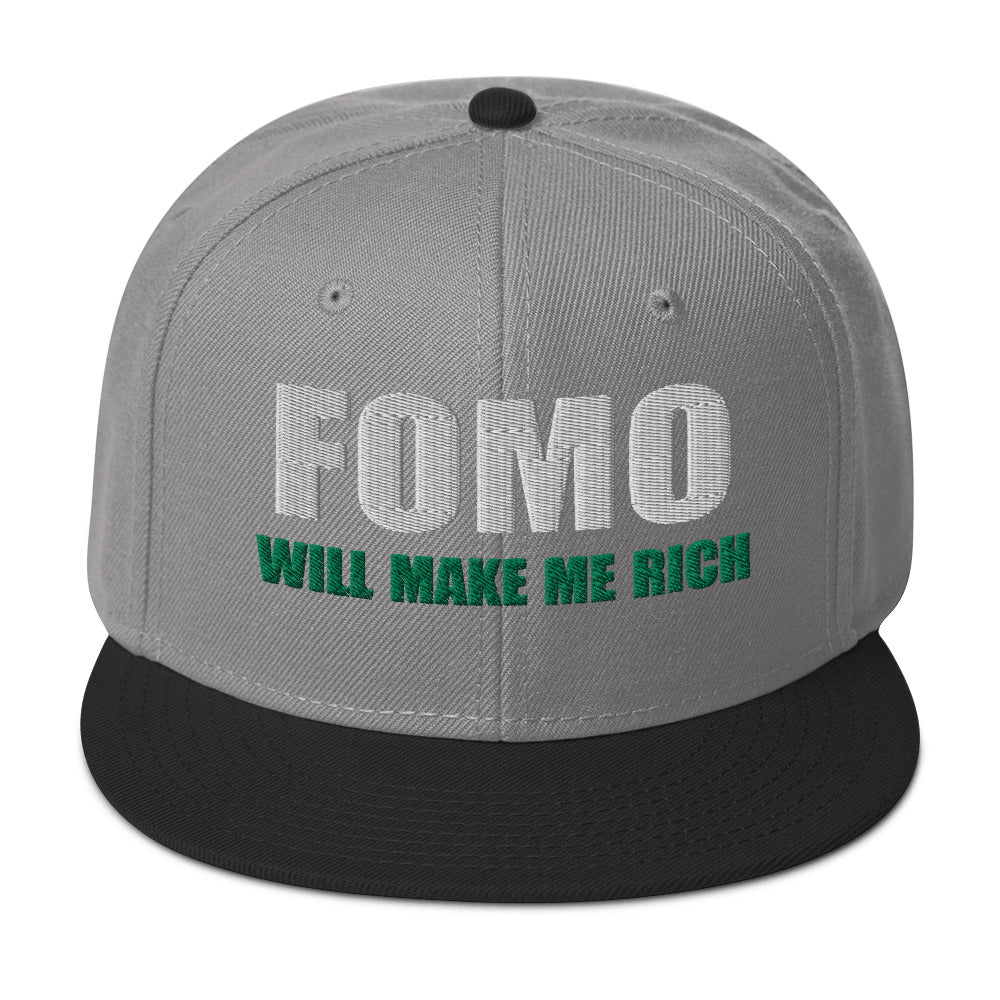 FOMO In Crypto Will Make Me Rich Bitcoin Bull Run Flat Bill Cap Snapback Hat