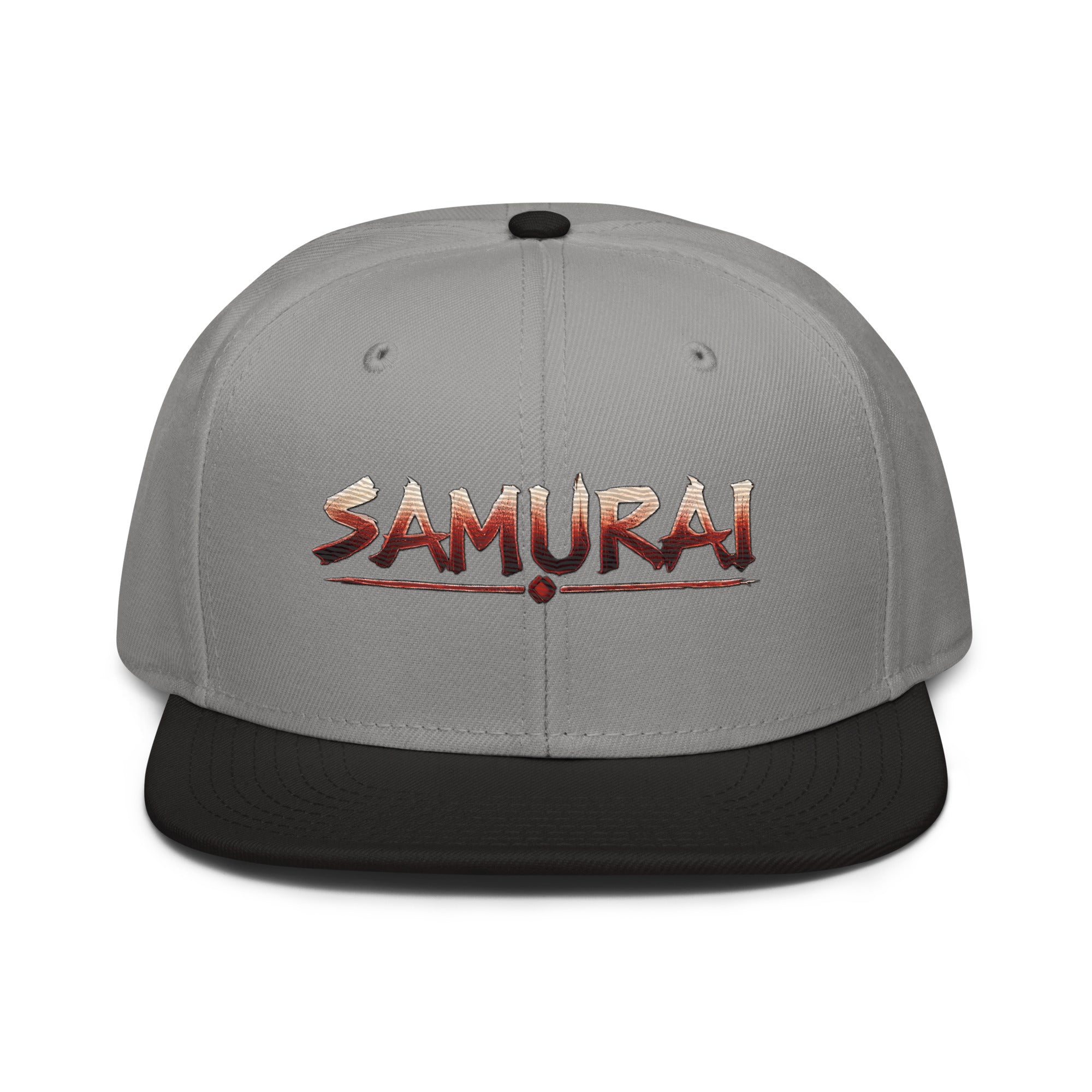 Anime Samurai Warrior Embroidered Flat Bill Snapback Hat