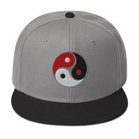 Triple Yin Yang Concept Chinese Symbol Flat Bill Cap embroidered snapback hat, product image 9
