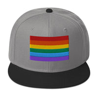 LGBTQ+ Rainbow Flag Gay Pride Flat Bill Cap embroidered snapback hat, product image 1
