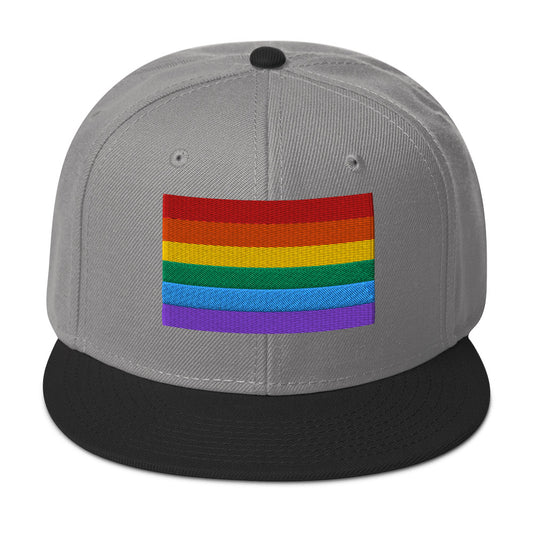 LGBTQ+ Rainbow Flag Gay Pride Flat Bill Cap embroidered snapback hat, product image 1