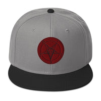 Red Baphomet Sigil Snapback – Occult Satanic Flat Bill Hat, Gothic Dark Aesthetic, Alt Streetwear Embroidered Cap embroidered snapback hat, product image 9